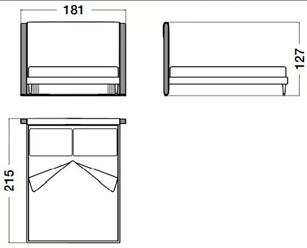 Double bed with upholstered headboard in cocoon fabric CPRN HOMOOD C303, C304, C305 factory CPRN HOMOOD from Italy. Foto №2