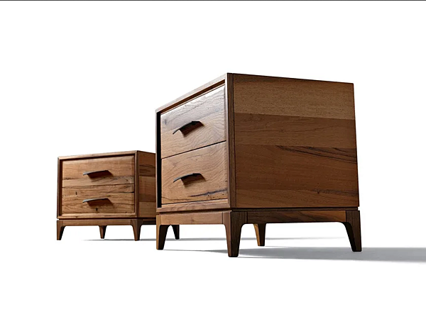 Rectangular walnut bedside table with drawers DALE Velo M 133 factory DALE from Italy. Foto №2