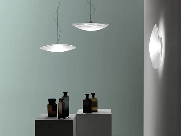 LED Blown Glass Pendant Lamp Fabbian Loop factory Fabbian from Italy. Foto №10