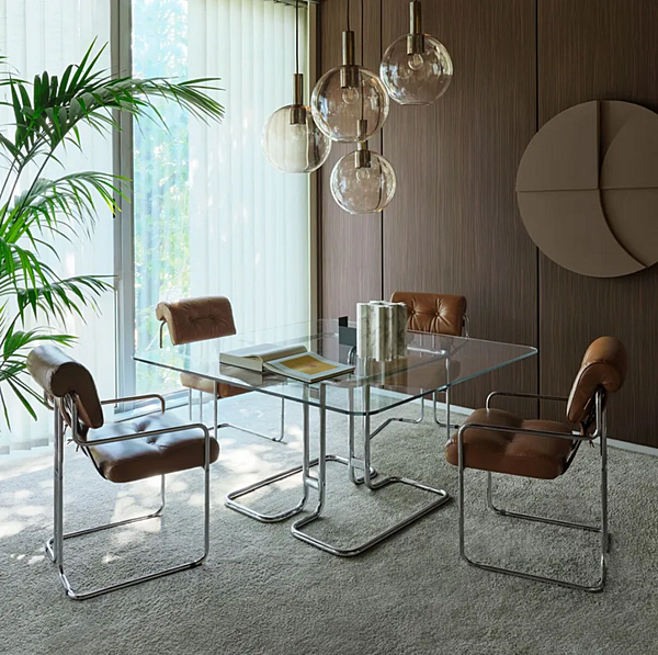 Square glass and steel table Tucroma i 4 Mariani factory i 4 Mariani from Italy. Foto №4