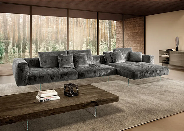 Sectional fabric sofa with soft back LAGO Air Soft 1902 factory LAGO from Italy. Foto №2
