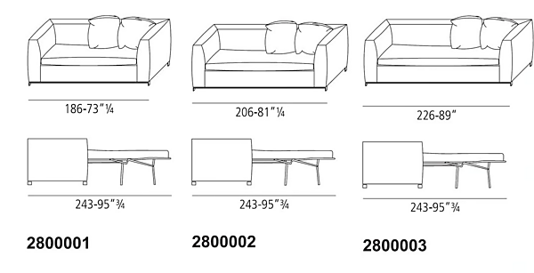 Sofa bed fabric or leather VIBIEFFE Bel Air 2800 factory VIBIEFFE from Italy. Foto №5