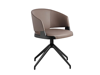 Swivel Leather Easy Chair with Armrests Potocco Velis 942 Pag 942/PAG factory POTOCCO from Italy
