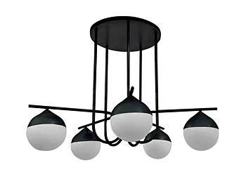 LED Pendant Lamp in Glass and Iron by CORTEZARI Node Collection 1463, 1466