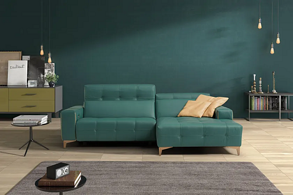 3-seater tufted leather sofa with footstool Egoitaliano Tiffany factory Egoitaliano from Italy. Foto №5