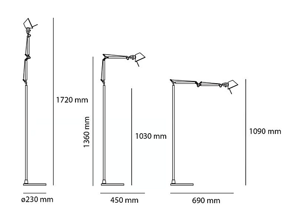 Adjustable Aluminium Floor Lamp Artemide Tolomeo Micro A010900, A0103W00, A010300 factory Artemide from Italy. Foto №3