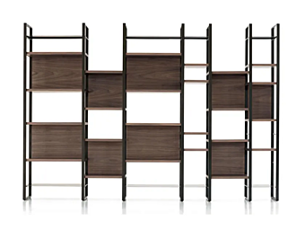 Open Iron and Walnut Bookcase Link CORTEZARI factory CORTE ZARI from Italy