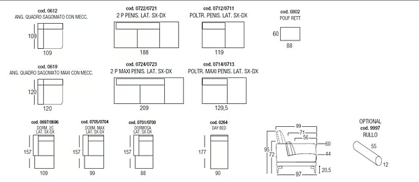 Sectional Sofa with Backrest and Recline Mechanism in Masu Fabric Egoitaliano factory Egoitaliano from Italy. Foto №4