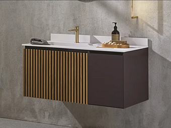 Wall Mounted Oak Vanity Unit with Doors Gaia Mobili Garden Collection factory GAIA from Italy