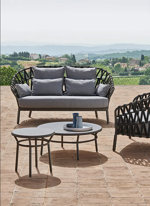 Round garden side table in aluminium and wood VARASCHIN Emma Cross 24870, 24871 factory VARASCHIN from Italy. Foto №14