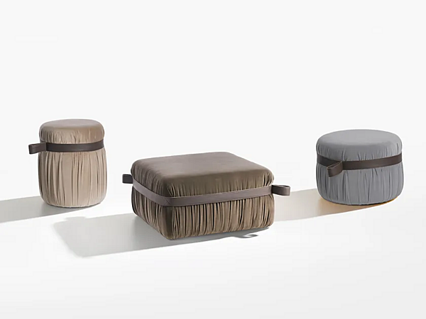 Upholstered Round Fabric Pouf Herm 925 O45 Potocco 925/O45 factory POTOCCO from Italy. Foto №2