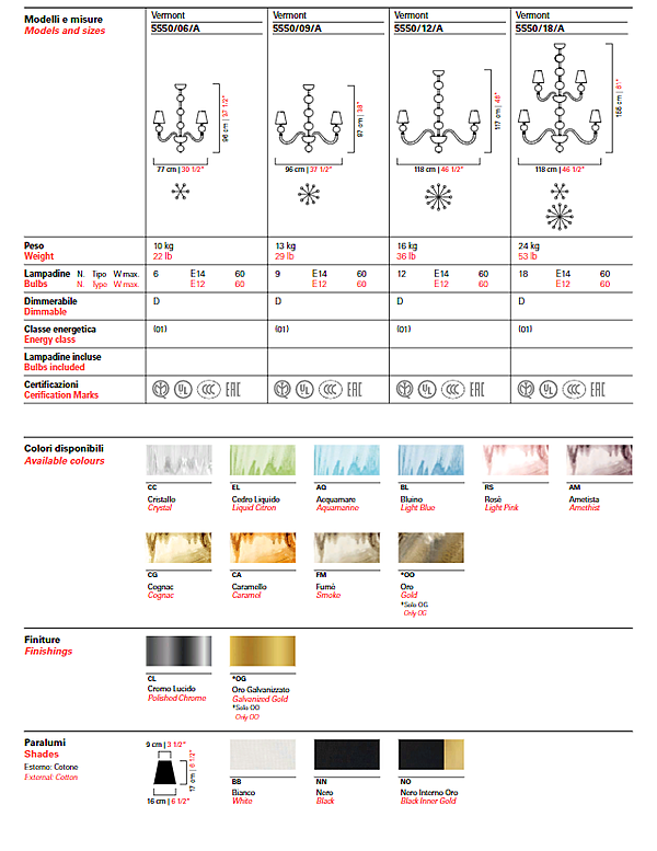 Chandelier Barovier&Toso Vermont 5550/12 factory Barovier&Toso from Italy. Foto №6