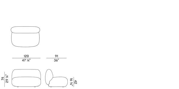Modular fabric sofa with soft back Potocco Jade 953 D 953/D factory POTOCCO from Italy. Foto №10