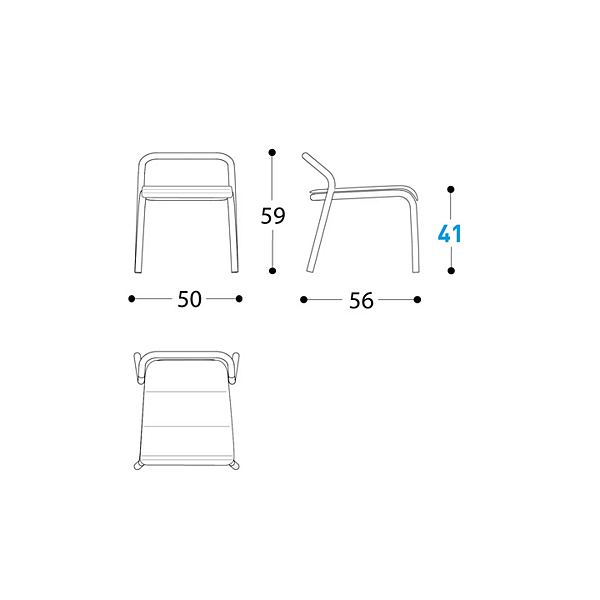 Stackable Aluminium Garden Chair with Open Back VARASCHIN NOSS 24500/L, 24501/L, 24502/L, 24503/L factory VARASCHIN from Italy. Foto №19