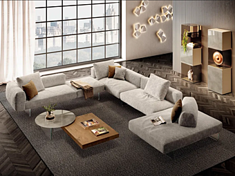 Sectional fabric sofa with sled base and soft back LAGO Air Soft 2692 2692 factory LAGO from Italy