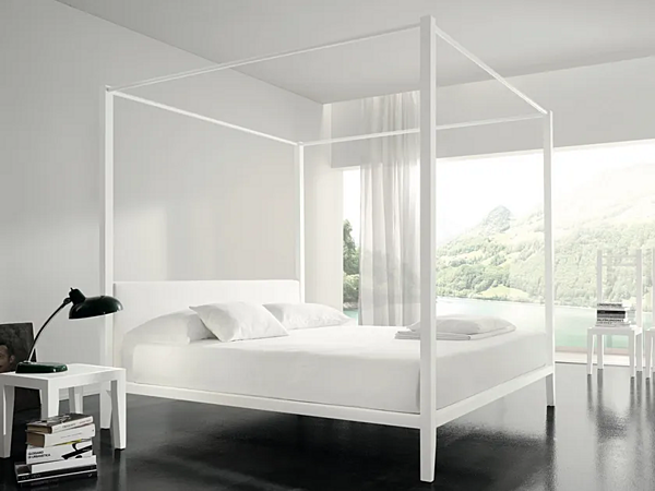Aluminium double bed with upholstered headboard Duomo Design Lera factory Duomo Design from Italy. Foto №1