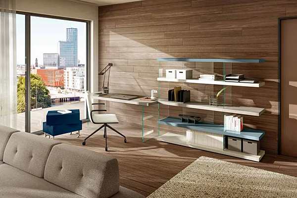 Sectional bookcase with secretary desk LAGO 1256 factory LAGO from Italy. Foto №5