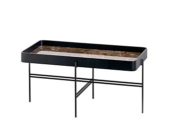 Rectangular metal coffee table with marble top and tray Potocco 872 TR 872/TR