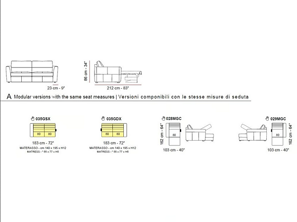 Sectional fabric sofa bed Amalfi Marinelli Home M1270 factory Marinelli Home from Italy. Foto №4