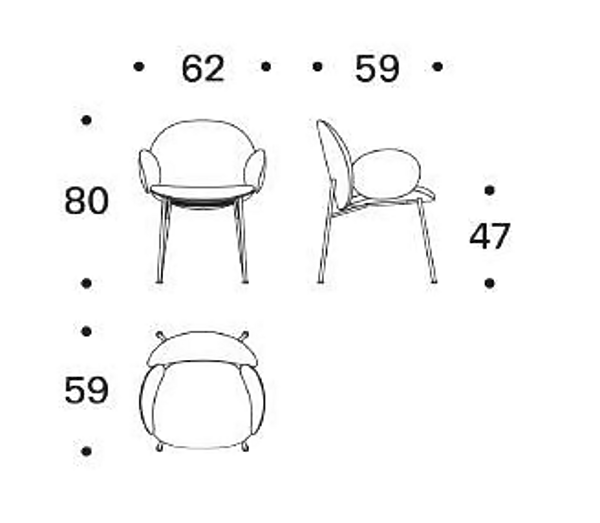 Upholstered fabric chair with armrests Saba Ola factory SABA from Italy. Foto №5