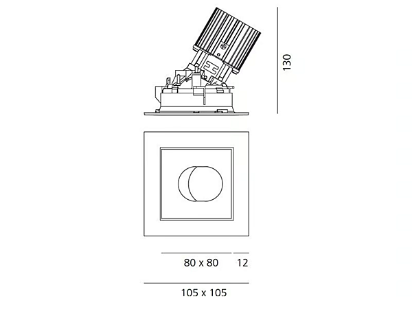 LED Adjustable Square Aluminium Spotlight Artemide Everything factory Artemide from Italy. Foto №16