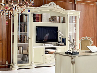 Open freestanding bookcase with TV stand Modenese Luxury Interiors 13301 factory MODENESE GASTONE from Italy
