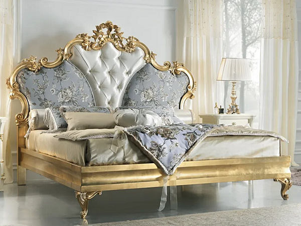 Wooden double bed with tufted headboard CASA +39 DIAMANTE 2401 factory CASA +39 from Italy. Foto №1