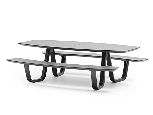 Rectangular picnic table with integrated benches Atmosphera 8teen factory ATMOSPHERA from Italy. Foto №1