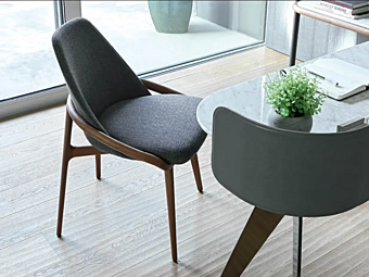 Upholstered Fabric Chair with Canaletto Walnut Frame BertO Jackie Chair factory BertO from Italy