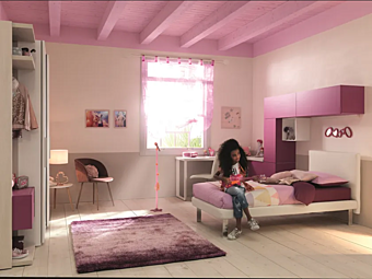 Fitted wooden bedroom set with upholstered panel MORETTI COMPACT KC303 factory MORETTI  COMPACT from Italy