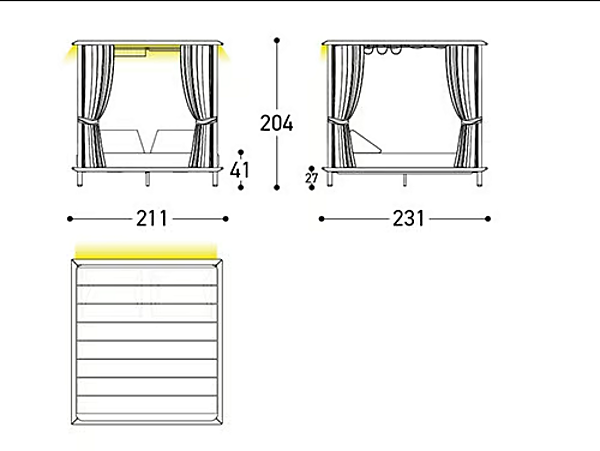 Acrylic and Aluminium Garden Bed with Canopy Sunmoon VARASCHIN factory VARASCHIN from Italy. Foto №14