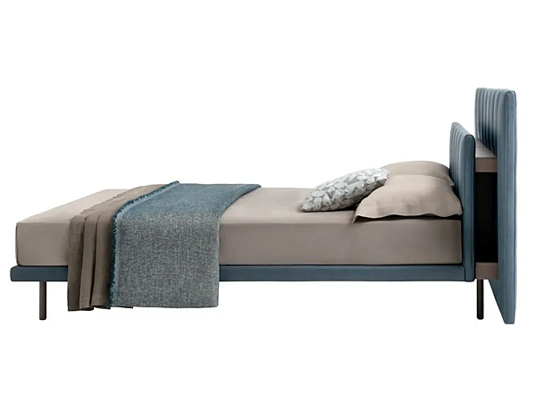 Double bed with upholstered headboard fabric or leather ZANOTTA Grangala factory ZANOTTA from Italy. Foto №3