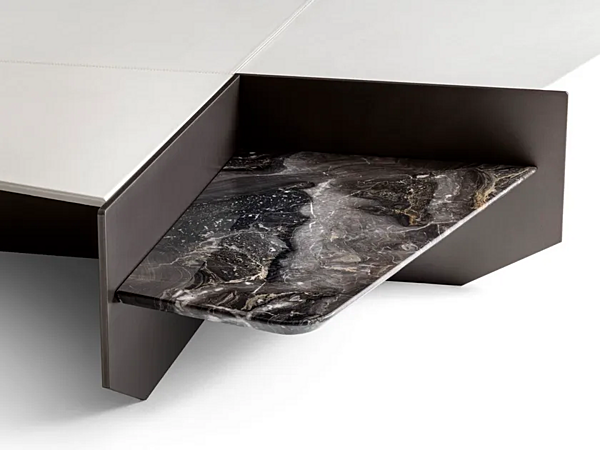 Low rectangular leather coffee table Ghiblim GIORGETTI factory GIORGETTI from Italy. Foto №3