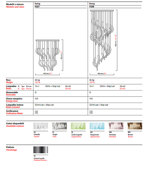 Chandelier Barovier&Toso Swing 7330 factory Barovier&Toso from Italy. Foto №9