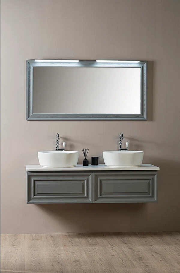 Double wall mounted wooden vanity unit with drawers Gaia Mobili Autoritratto factory GAIA from Italy. Foto №3