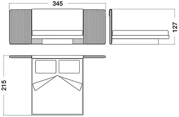 Double Bed with Leather Upholstered Headboard and Wooden Frame CPRN HOMOOD Cocoon C300, C301, C302 factory CPRN HOMOOD from Italy. Foto №6