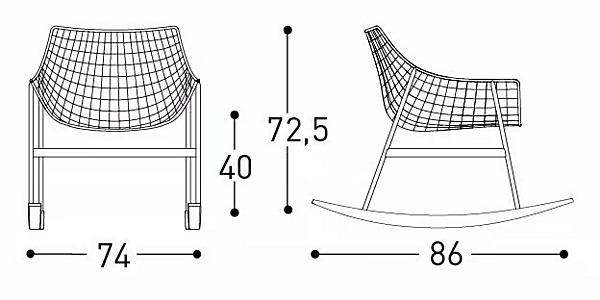 Rocking chair set with steel frame VARASCHIN Summer Collection 2426C, 2426E factory VARASCHIN from Italy. Foto №5