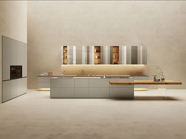 Wood and glass kitchen with island LAGO N O W factory LAGO from Italy. Foto №1