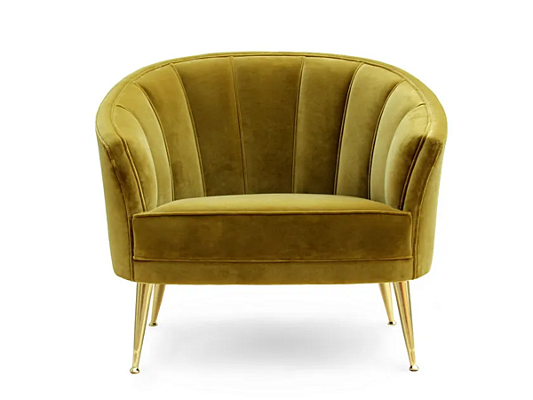 Upholstered velvet easy chair with armrests BRABBU Maya factory BRABBU from Italy. Foto №1