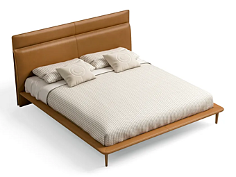 Tanned leather double bed with upholstered headboard CPRN HOMOOD Starlight ST703/P, ST704/P, ST705/P