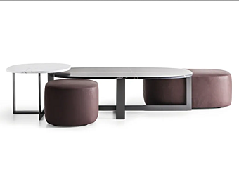 Upholstered leather pouf Domino Next Molteni & C Upholstered leather pouf Domino Next Molteni & C factory Molteni & C.(+VITRA) from Italy
