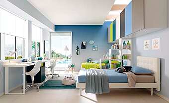 Fitted bedroom set in ash with bridge wardrobe MORETTI COMPACT KC415 factory MORETTI  COMPACT from Italy