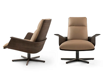 Swivel leather armchair with armrests GIORGETTI Clori