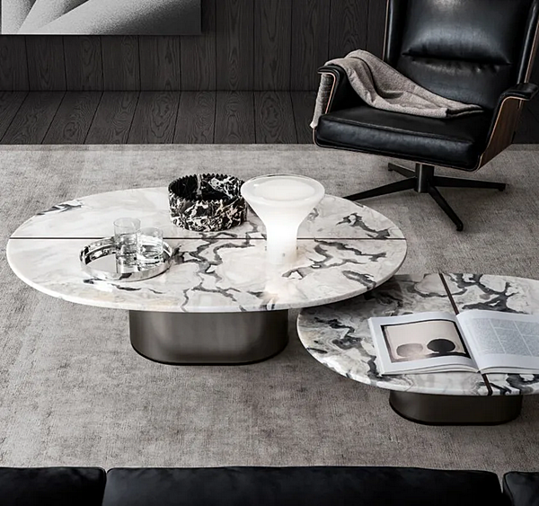 Oval marble coffee table for living room i 4 Mariani Giotto factory i 4 Mariani from Italy. Foto №4