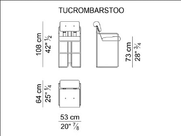 Leather Bar Stool with Armrests i 4 Mariani Tucroma factory i 4 Mariani from Italy. Foto №4