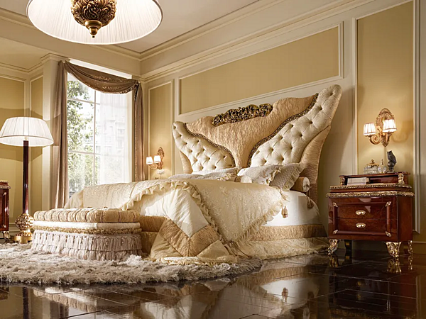 Double bed with upholstered headboard A.R. Arredamenti Grand Royal 1471 factory A.R.ARREDAMENTI SRL from Italy. Foto №5