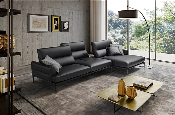 3-seater leather sofa with chaise longue Egoitaliano Feng factory Egoitaliano from Italy. Foto №2