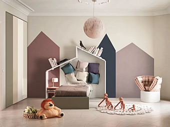 Kids single bed with upholstered back LAGO Young Lagolinea 0277 Kids single bed with upholstered back LAGO Young Lagolinea 0277 factory LAGO from Italy