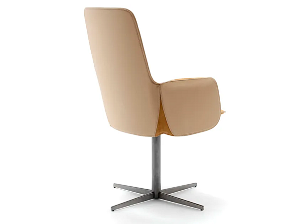 Tall Leather Chair with Armrests FASEM Electa 4 Spoke Base ELECTA TALL BC factory FASEM from Italy. Foto №4