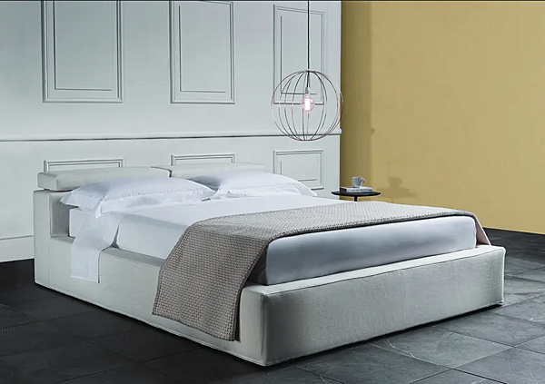 Storage bed with upholstered back in fabric or leather VIBIEFFE 5300 Open factory VIBIEFFE from Italy. Foto №2